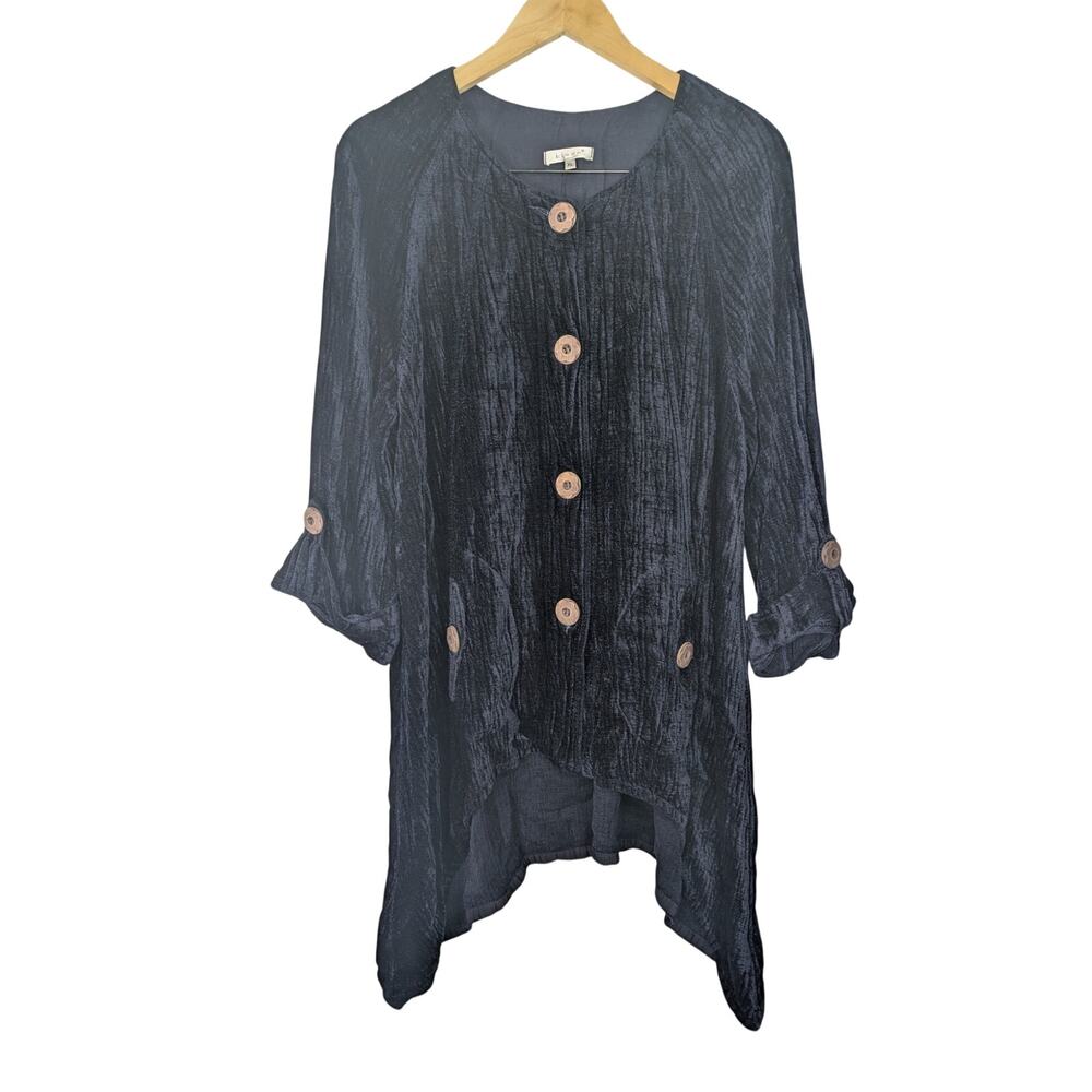 Kleen Lagenlook Whimsigoth Witchy Goblincore Buttoned Crinkle Velvet Jacket